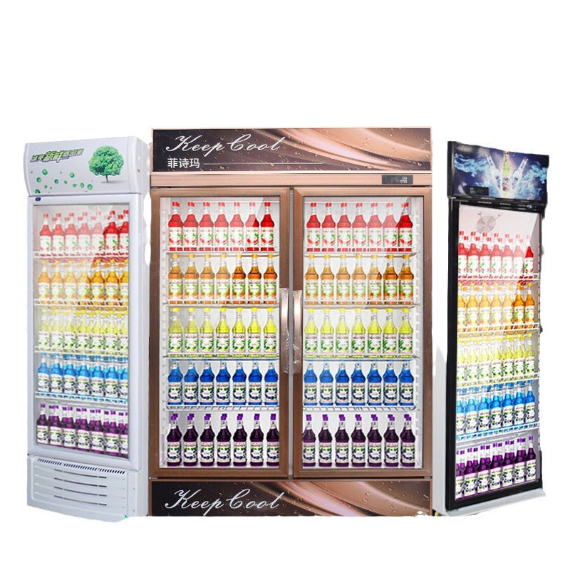 Beverage refrigerator display cabinet vertical fresh-keeping cabinet commercial large-capacity freezer single and double door commercial fresh-keeping