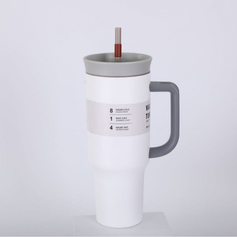 New arrival high-looking ice cup 304 stainless steel ice cup personalized coffee double drinking straw thermos cup wholesale