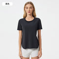 Summer loose breathable yoga top women's side slit quick-dry running fitness sports short sleeve dss125