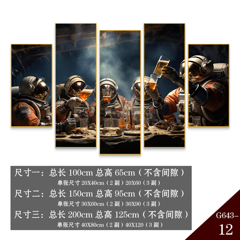 Bar wall decoration painting astronauts astronauts KTV background wall hanging painting Qingba pub nightclub box mural