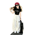 girls' fashion set: new summer letter print girl's short-sleeve loose-fit two-piece printed t-shirt set