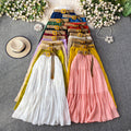White midi skirt for women, summer  collection: petite-friendly, high-waisted, slimming, flowy, tiered cake skirt