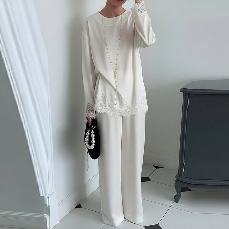 cross-border european and american women's clothing: new autumn collection - fashionable and elegant solid color lace patchwork hollow-out mini dress