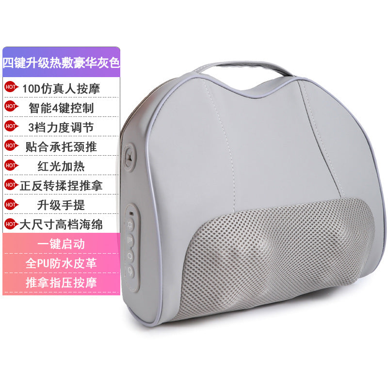 Cervical spine massager neck massage pillow hot compress shoulder lumbar lumbar kneading massager air bag stretching for home