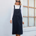 Us station fashion cross-border export   new arrivalstylish denim strap dress  mid-length skirt