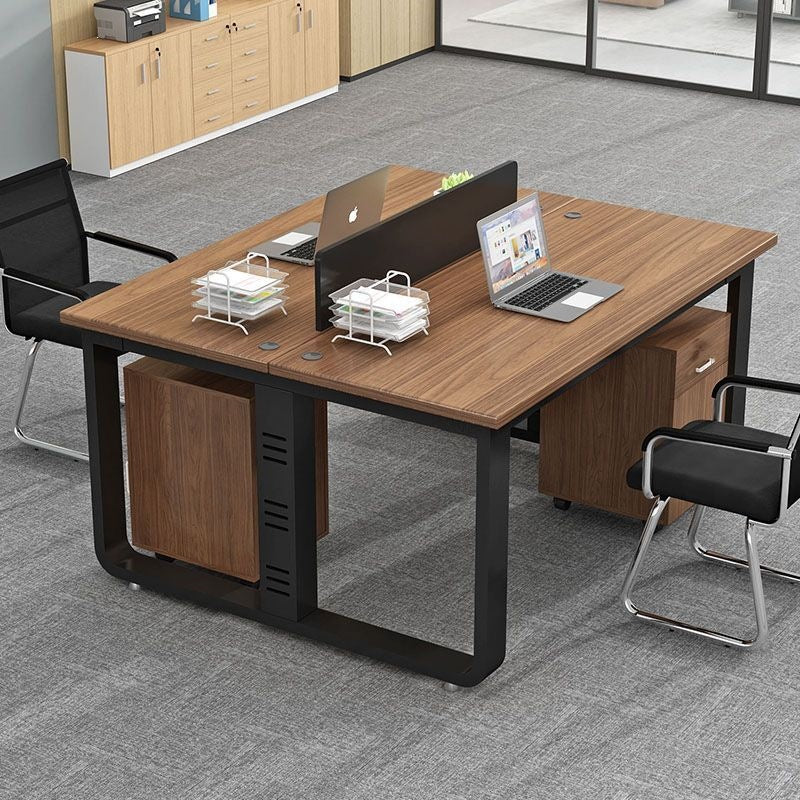 Modern minimalist office desk and chair set - computer desk, office partition, and long table for employees