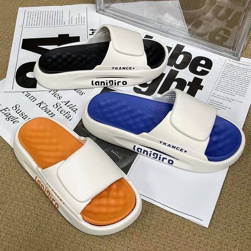Slippers men's stepping on shit summer outwear home indoor slippers non-slip soft bottom couple bath abrasion resistant slippers women