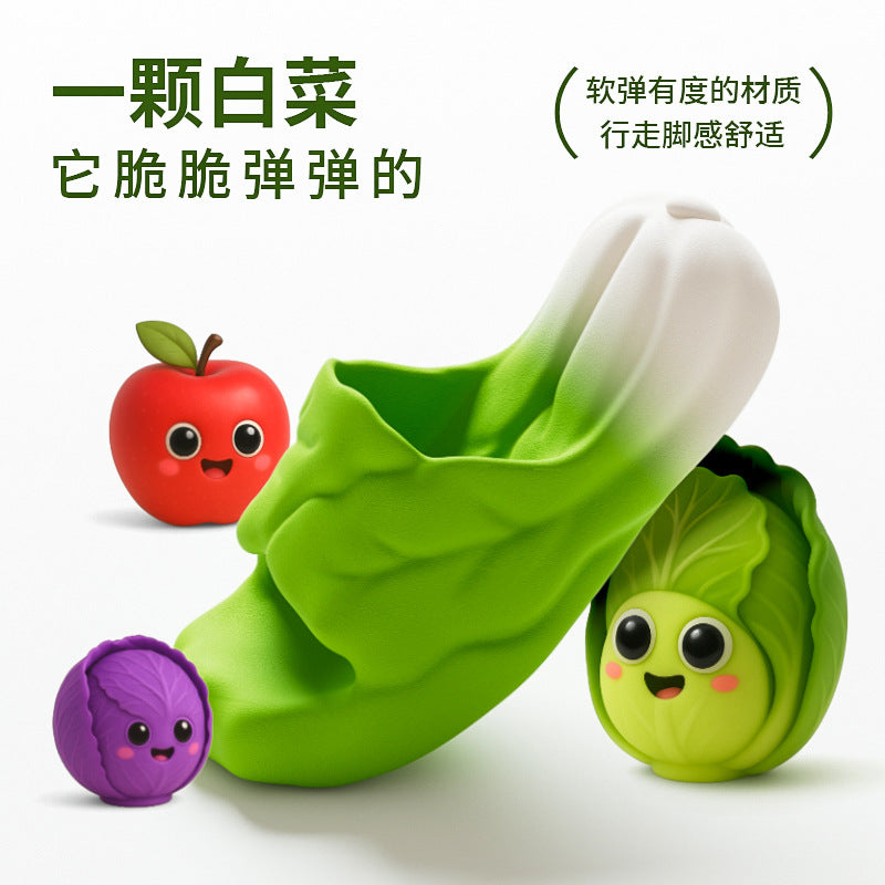 Creative cartoon cabbage slippers women's summer indoor home eva soft sole non-slip outdoor wearable couple's sandals