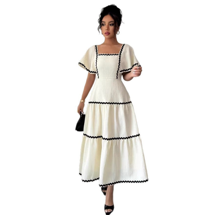 Women's summer spaghetti strap dress  - vacation style, backless, a-line maxi casual sundress