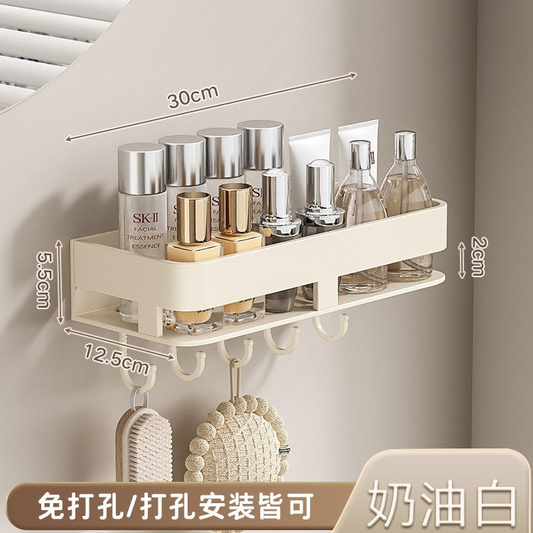 Space Aluminum Cream Wind Toilet Wash Desk Shelf No Punching Toilet Bathroom Toilet Wall Hanging Storage Rack