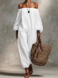 Ready-to-ship  new summer collection: women's off-the-shoulder cotton linen casual dress - perfect for cross-border e-commerce and independent online stores