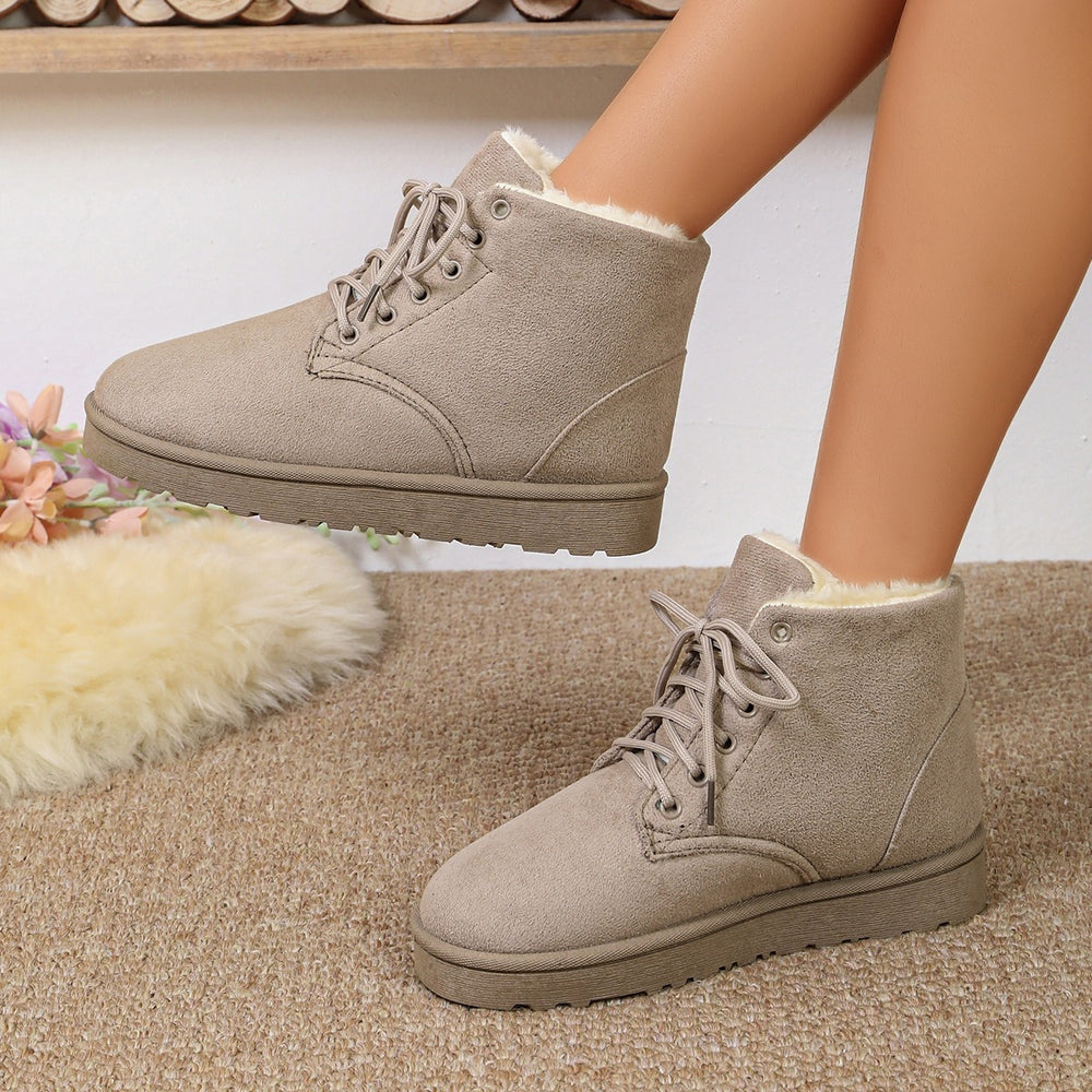Fleece-lined short boots for women, thick-soled non-slip martin boots,  winter new style, warm snow boots, export plus size cotton shoes wholesale