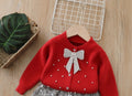 Girls' sweater french style tweed bow knittingcardiganfall and winternew arrivalsoft and sweeteasiest for matchsuit