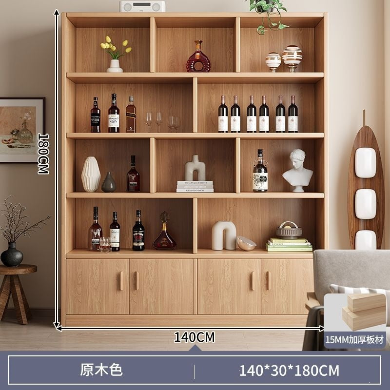 For homefloor-standing storage rack, whole wall storage cabinet, multi-layer solid wood wine cabinet, all-in-one wall bookcase, living room storage cabinet