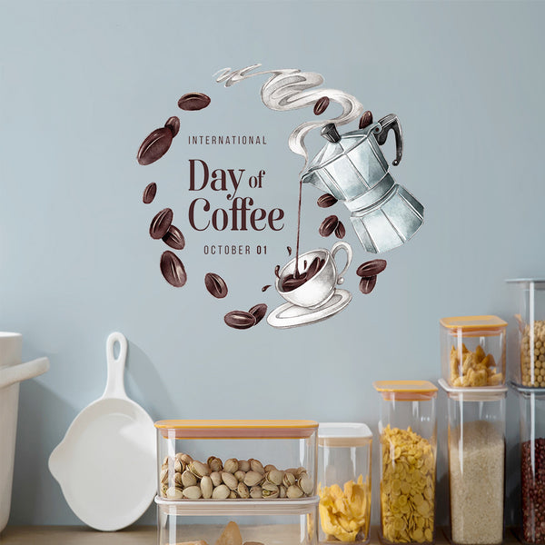 Cross-border   coffee beans coffee cup garland sticker arrangement bedroom room living room decoration sticker