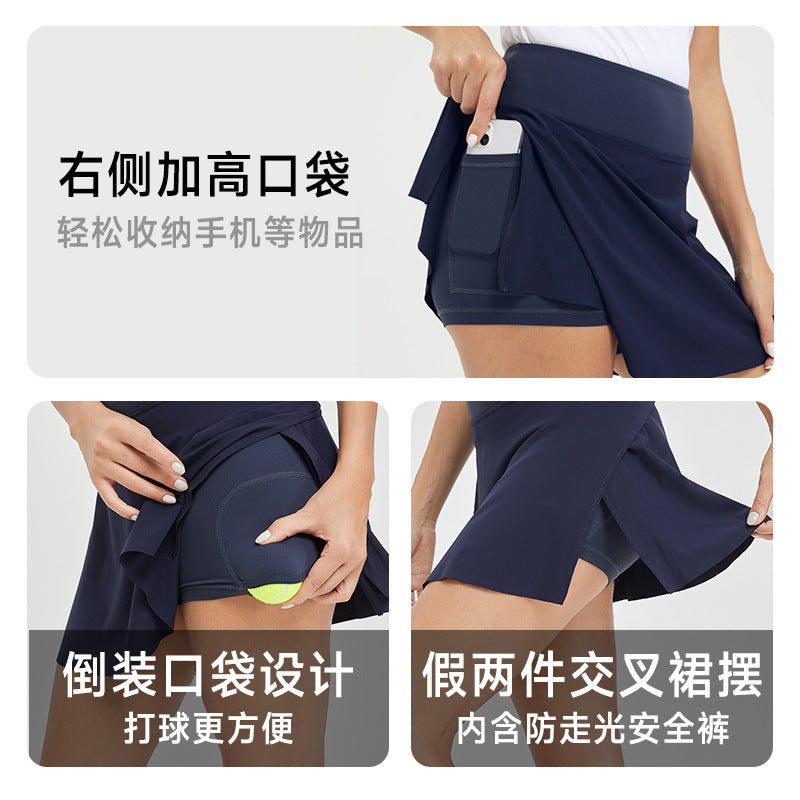 Cross skirt tennis skirt shorts women's pocket sports outdoor golf badminton skirt professional tennis wear