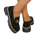 Wholesale women's plus size leopard print loafers: new  spring/autumn retro metal buckle chunky sole