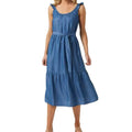 blue sleeveless suspender dress women's clothing  new summer frenchelegant seaside vacation long dress