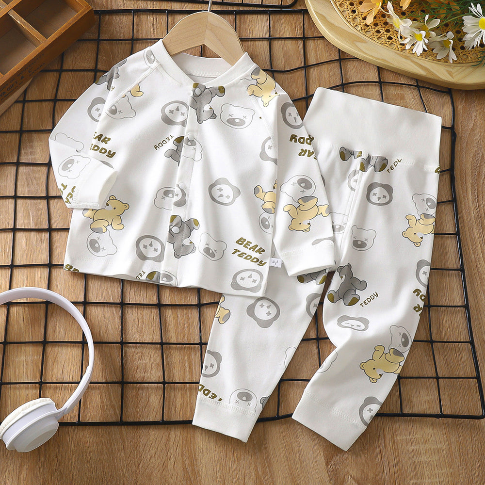 Spring & fallnew arrivalbabyintimatessuit cotton type a bonelesskids autumn clothes long johns baby high waist pants home clothes