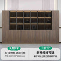 8-door filing cabinet - double-door cabinet (with light strip) walnut wood veneer + technology gray
