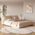 Foshan-made little elephant ear genuine leather soft-padded bed, italian minimalist cream style master bedroom wedding bed, double leather bed