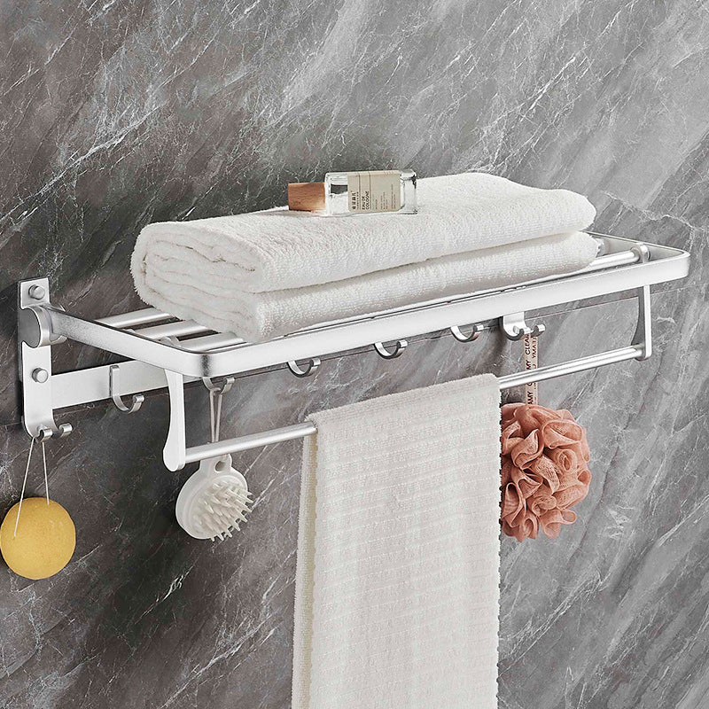 Silver Space Aluminum Bathroom Towel Rack No Punching Toilet Bathroom Towel Rack Shelf Pendant Five-piece Set