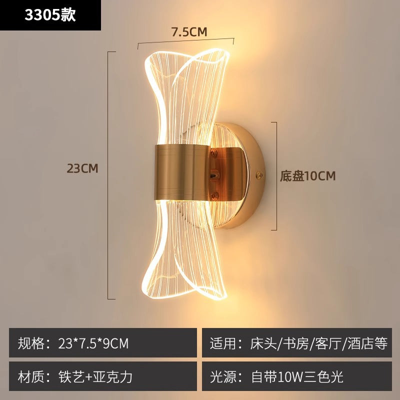Wall lamp Nordic LED bedroom lamp Modern minimalist creative staircase aisle lamp Streamer living room atmosphere bedside lamp