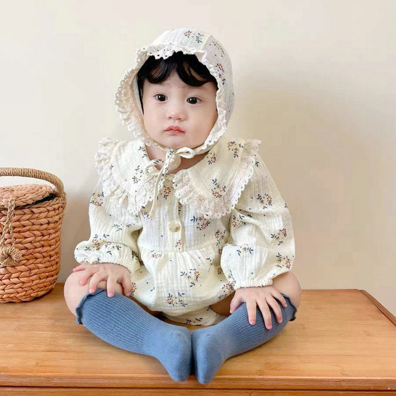 Infant and toddler spring and autumn clothing, baby girl long-sleeved romper, perfect for full-month, 100-day celebrations, princess-style, super cute and sweet, outdoor play suit