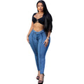 European and american cross-border women's fashion: new women's denim jeans - street style, washed denim, casual stretch pants for