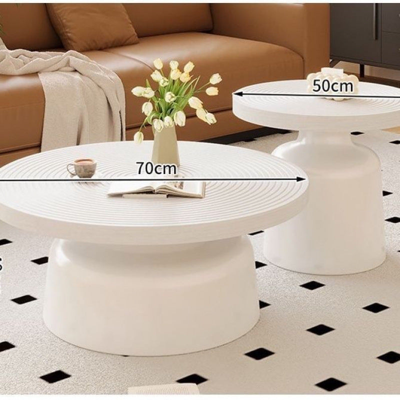 Wabi-sabi style coffee table, vintage-inspired living room coffee table, french retro designer piece, same style as seen in homes, small apartment round table