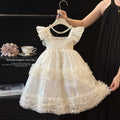 Girls' princess dress - summer  new collection: stunning and stylish white formal dress with butterfly wings for kids
