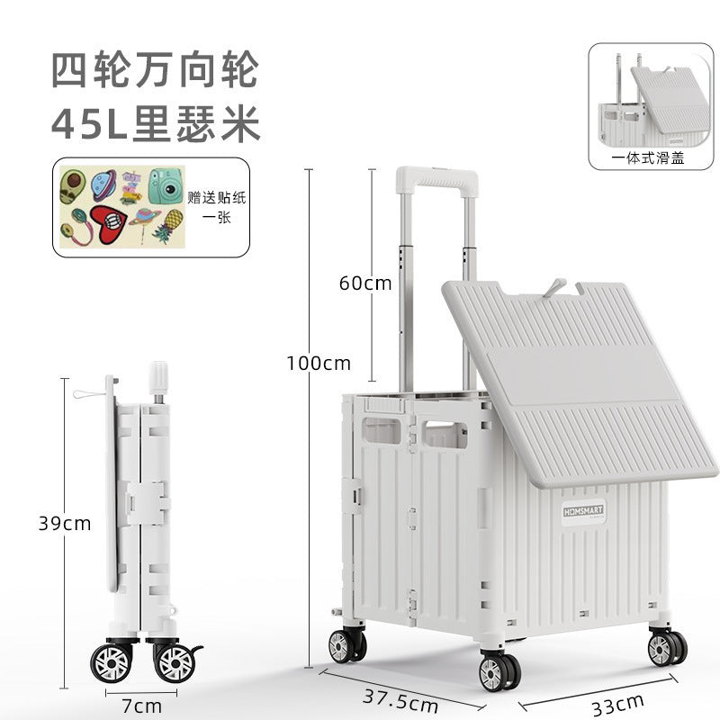 Folding trolley - lightweight rolling cart for shopping, snacks, storage, mobile camping, portable grocery shopping, and express delivery pickup