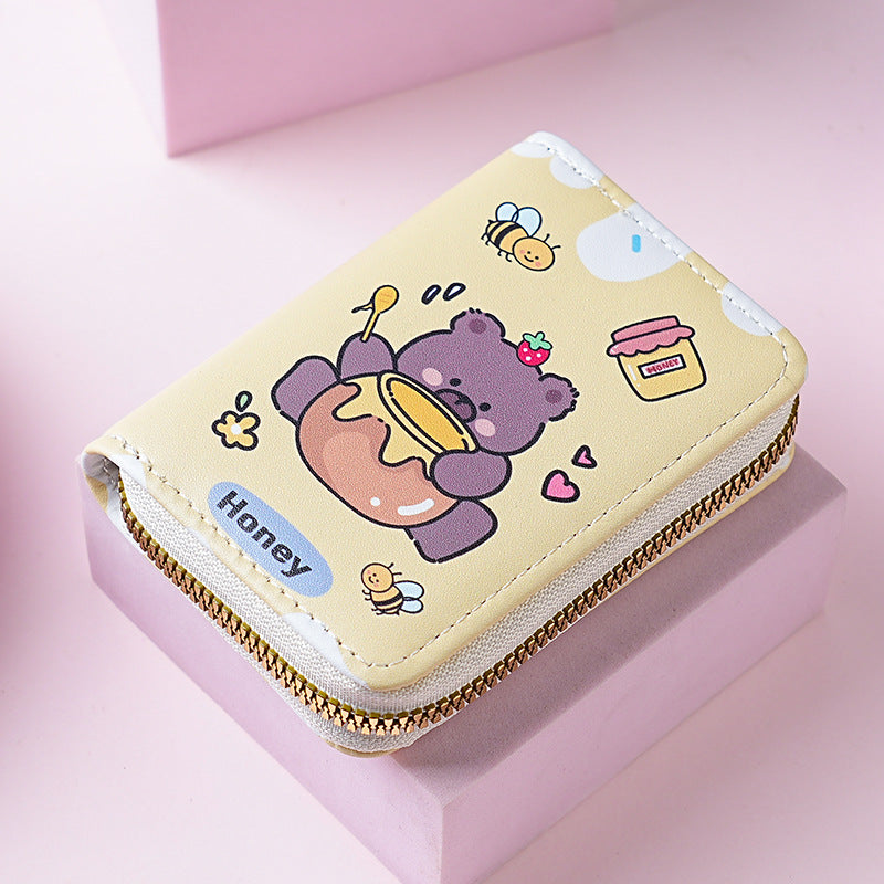 Primary school students small card bag horizontal children and girls new bear sweet cartoon cute short zipper change card bag