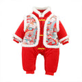 Festive new year outfit for baby: chinese new year clothes, full month, 100-day celebration, first birthday cotton-padded jumpsuit, red romper, fleece-lined outdoor cotton-padded coat