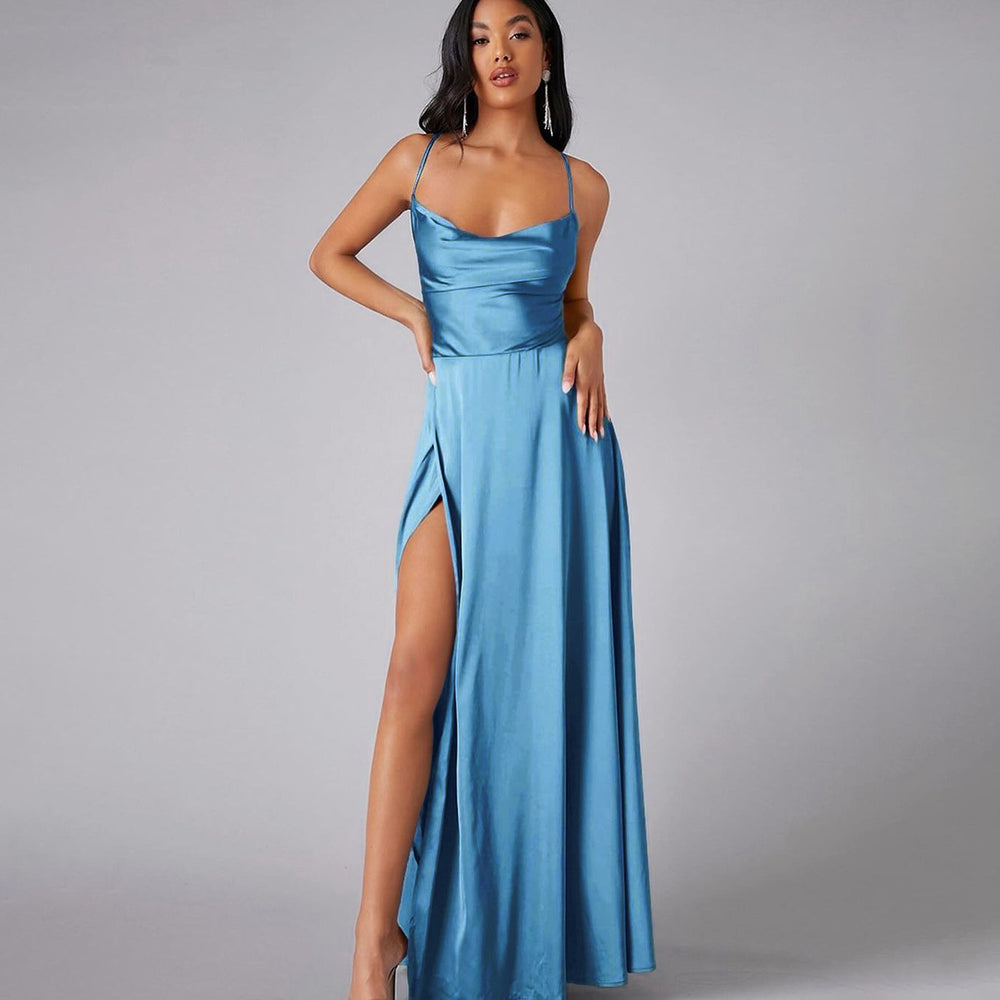 new european and american style women's sexy slimming backless  camisole waist-cinching evening dress maxi dress