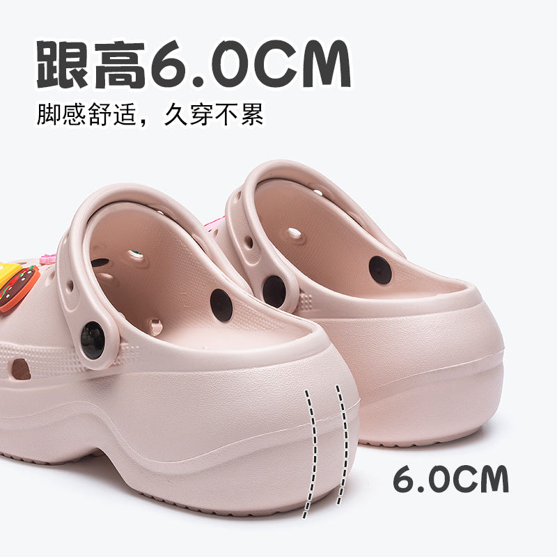 Spongebob squarepants fashion height increasing crocs women's summer casualnon-slipeasiest for match beach shoes women's sandals