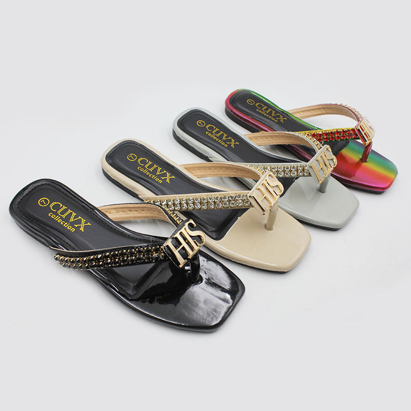 Suriname women's flat bottom metal decoration summer spot wholesale beach herringbone cool slippers Ladies slippers