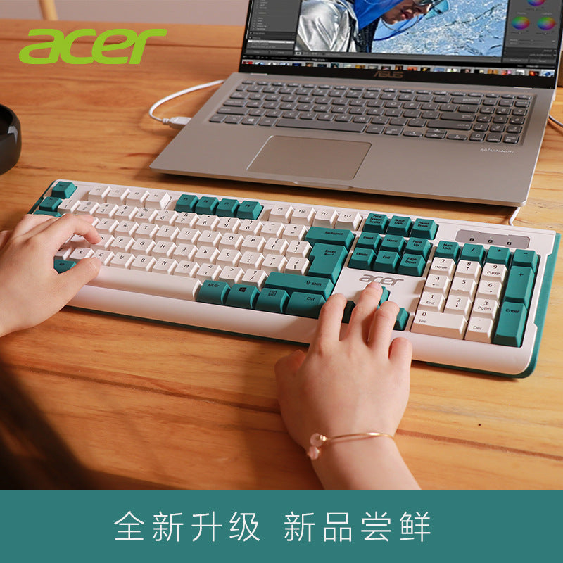 Source wholesale wired keyboard mute design notebook desktop membrane keyboard USB interface 104 key color matching