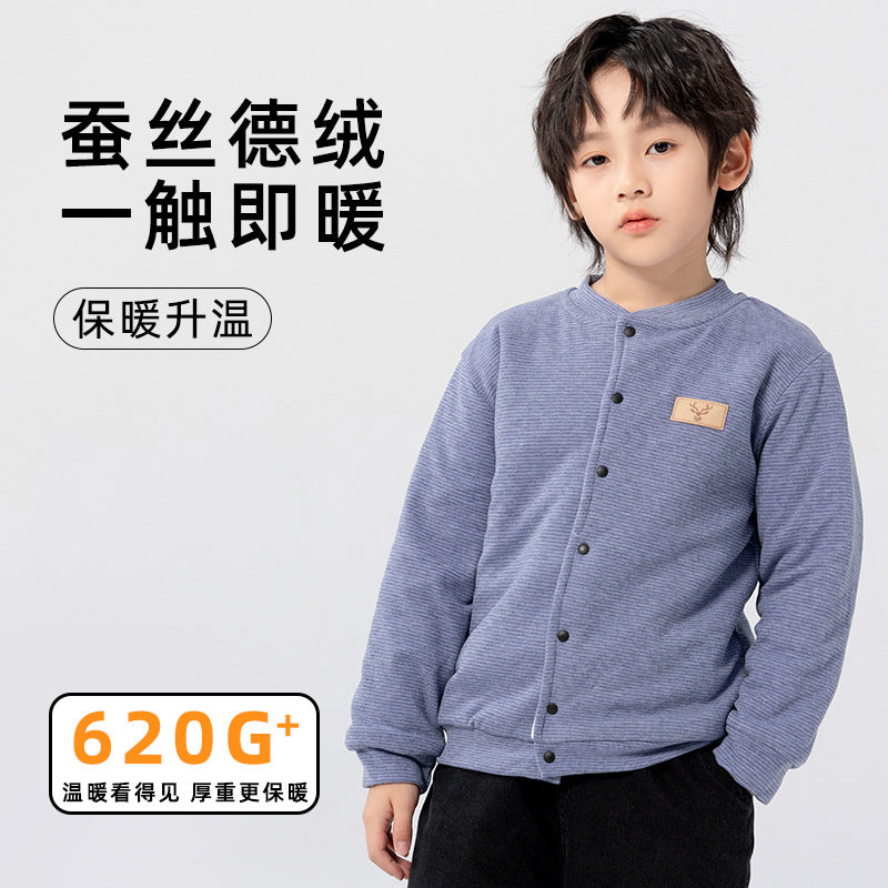 Kids boys and girls school uniform artifact silk heattechoutwear cotton pants children's fall and winterheattech adult cotton outwear