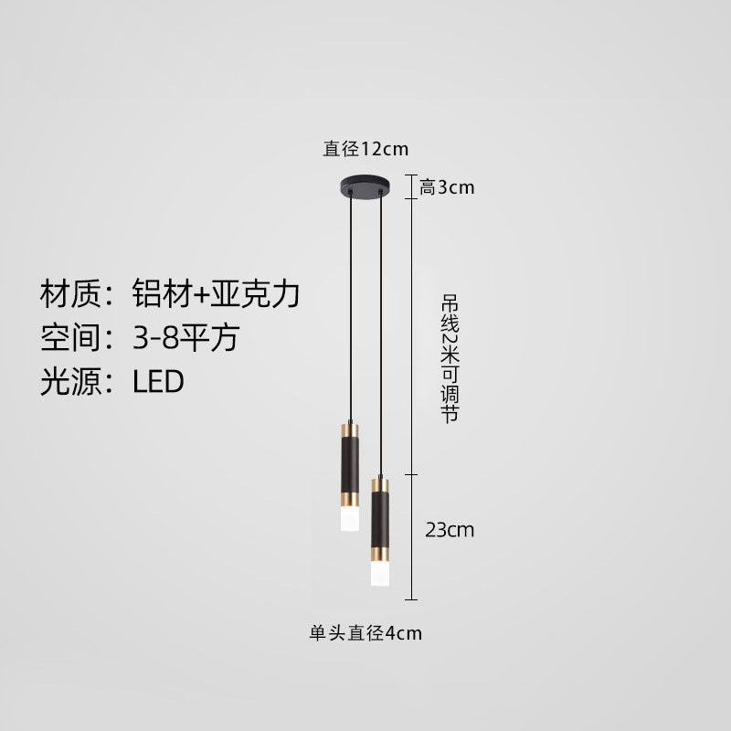 Modern minimalist linear single-head pendant light, italian-inspired light luxury style, suitable for bedrooms, bedside tables, bars, restaurants, and hotels