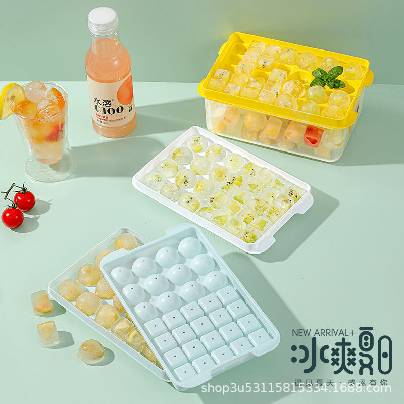 New creative food-grade ice box, household ice grid mold with lid, dormitory ice Hockey ice box wholesale