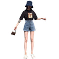 Ripped denim shorts for women, new arrival, fashionable and elegant, high-waisted, slimming, versatile, frayed-edge wide-leg pants