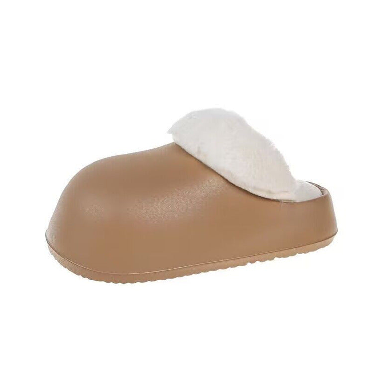 Waterproof cotton slippers for women, autumn/winter two-wear style, 2024 new arrival, indoor home use, fleece-lined warm couple's postpartum slippers