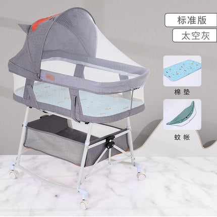 Baby crib newborn bed splicing large bed baby rocking bed bb children's bed cradle bed multifunctional movable foldable