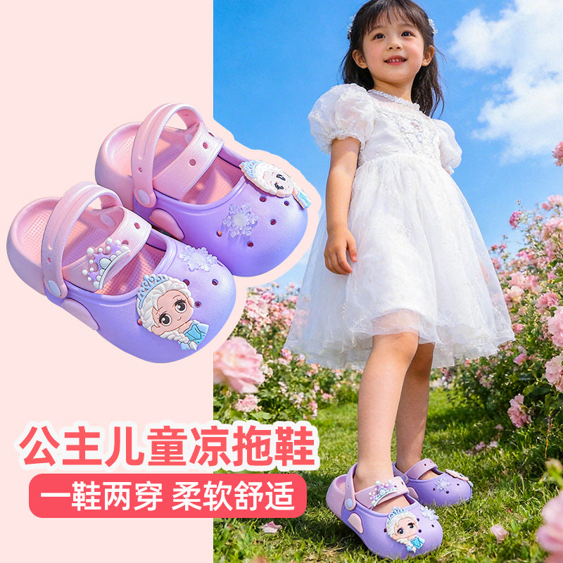 new children's slippers - girls' summer closed-toe sandals - cute cartoon anti-slip slides for girls, ages 3-6