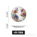 Wholesale nordic creative ceramic dessert plate round multi-tiered skewer plate fruit plate household personalized decal plate