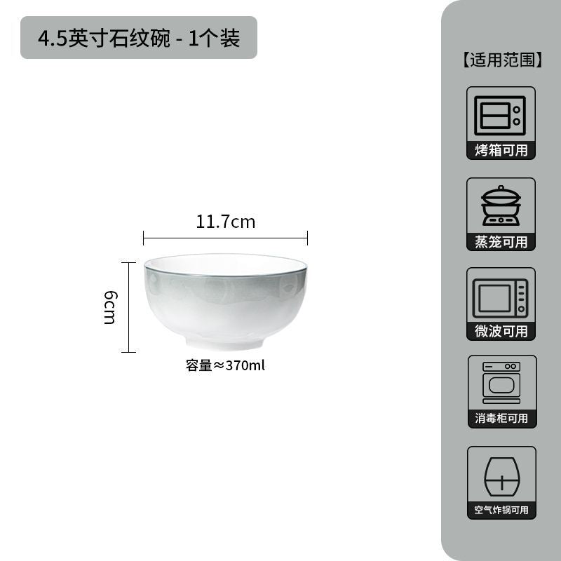 Ceramic rice bowl for home2025new arrival underglaze color classy sense tableware eating bowl plate dish suit small bowl