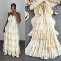 Luxury european and american style halter neck slip dress - women's summer deep v tie-waist exquisite high-end tiered maxi dress