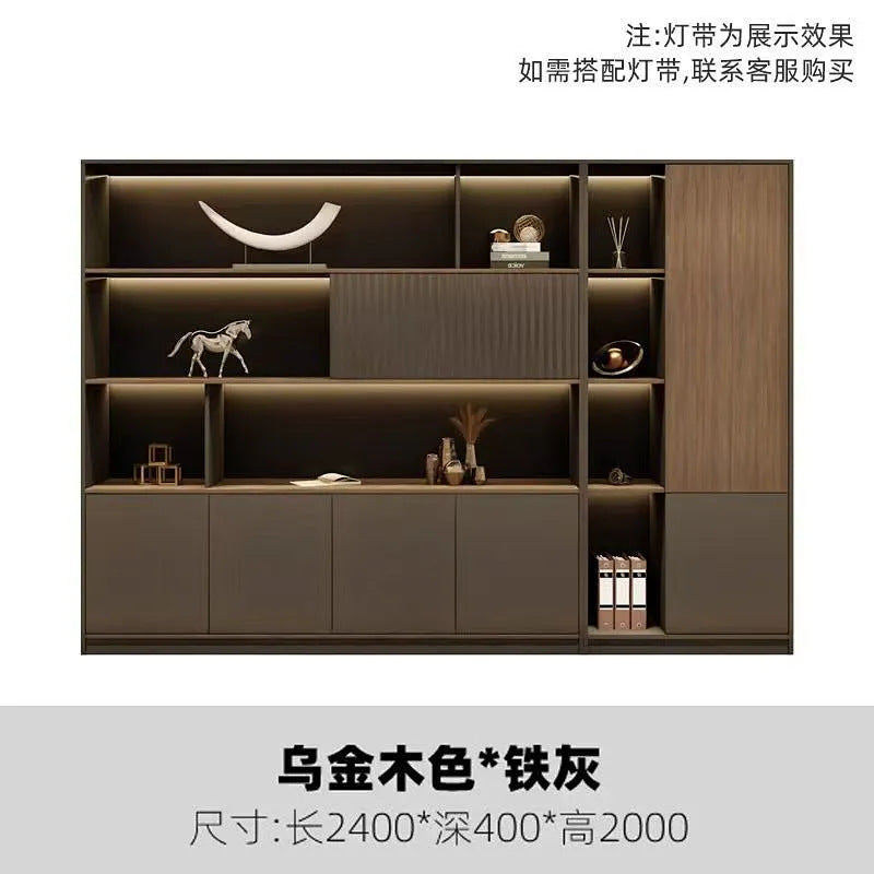 Office bookcase boss background cabinet file cabinet wooden information cabinet storage storage wall floor cabinet