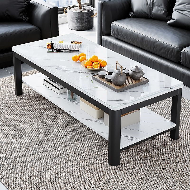 Living room coffee table for home office tempered glass tea table casual italian small apartment double-layer rectangular tea table